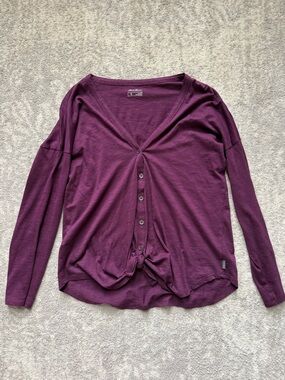 Eddie Bauer Purple Button-Down Shirt - front tie - size S